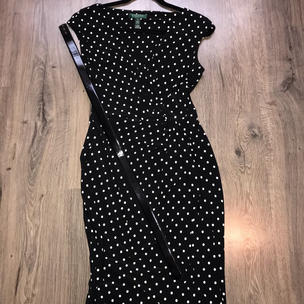 Ralph Lauren Black Dress With Patent Leather Belt